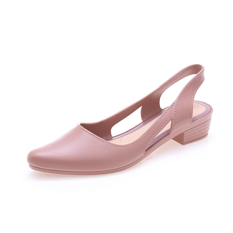 Fashion Casual Sandals Women's Low-cut Plastic Flat Sandals