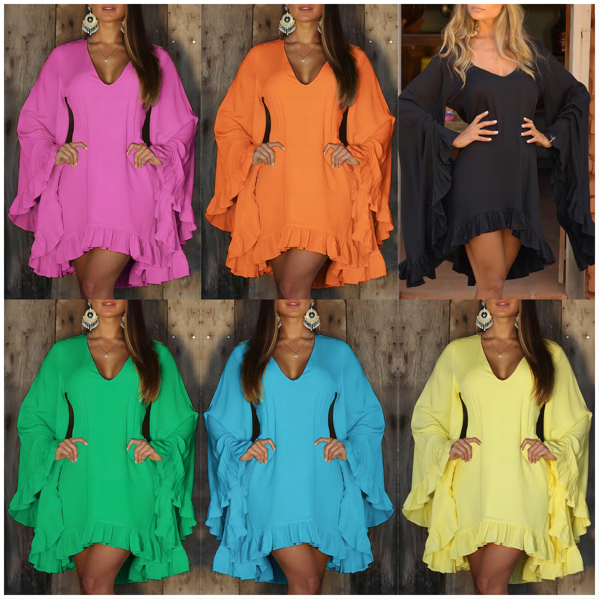 Summer Elegance Style Female V-neck Asymmetric Skirt Dress